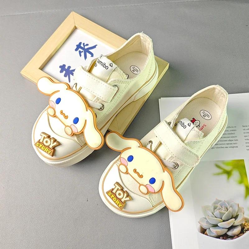 Cosplay Anime Sanrio Cinnamoroll scarpe di tela per ragazze Cute Cartoon lasso Melody Casual Board Shoes Sneakers moda per bambini