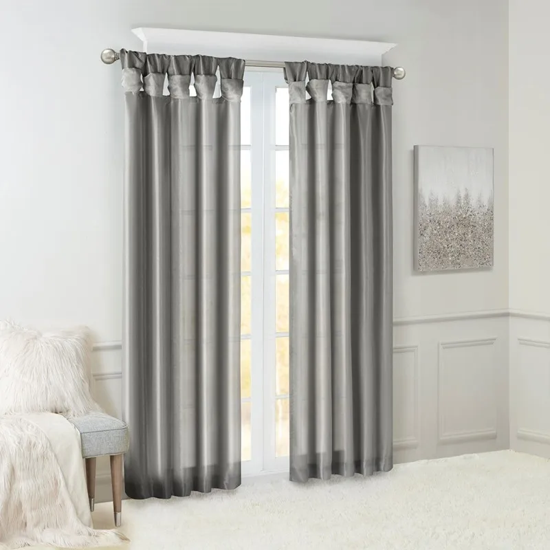 

Twist Tab Lined Window Curtain Panel Charcoal 50x108