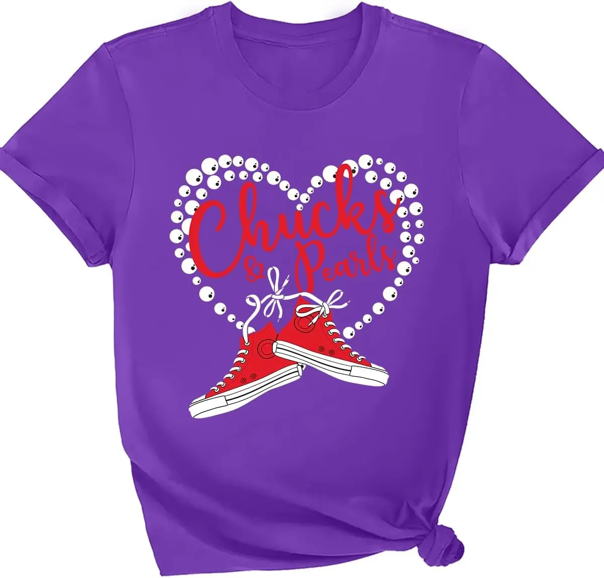 Chucks and Pearls T-Shirts for Women, Chucks and Pearls Tshirt, Chucks and Pearls T-Shirt