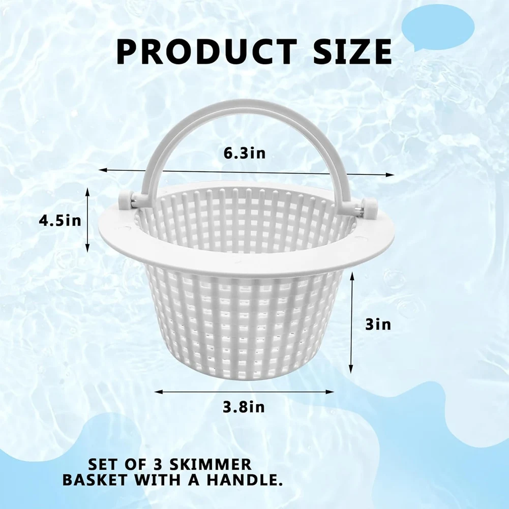 Hot Swimming Pool Skimmer Replacement Basket With Handle, 3Pack - Above Ground Pool Thru-Wall Skimmer Baskets image 5