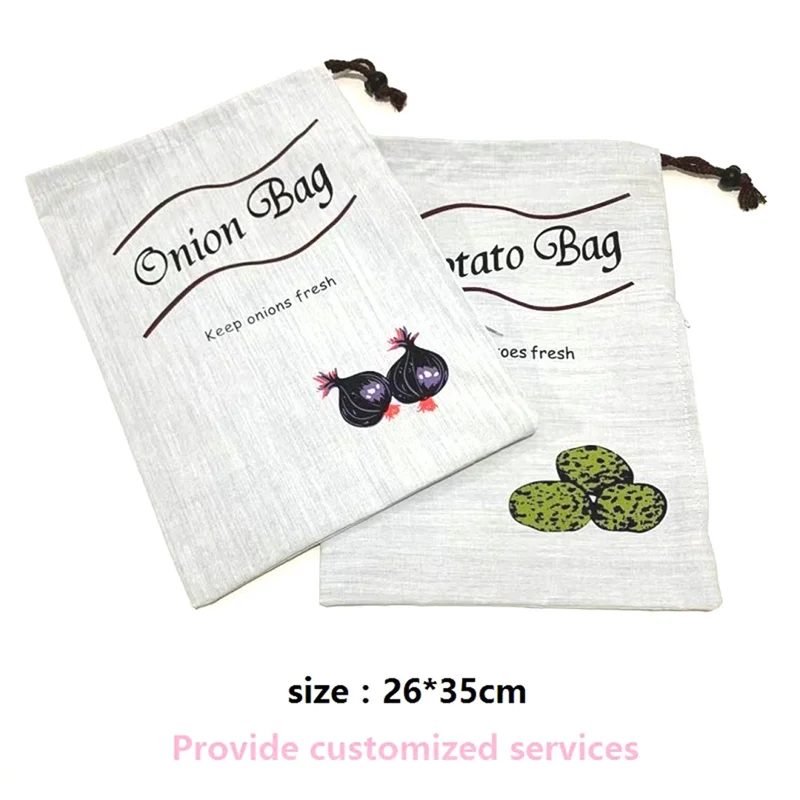 -FDDT 4PCS Potato Storage For Pantry I Potato And Onion Storage Bags With Side Zipper Farmhouse Onion Bag With Liner 35X26cm