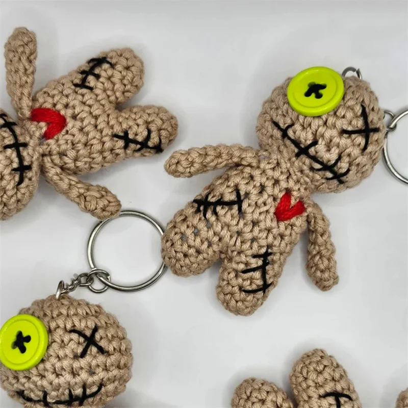 Pure Handmade knitting Keychain Multicolor zombie doll Keyring Wallet Ornament Backpack Decor For children Halloween gift