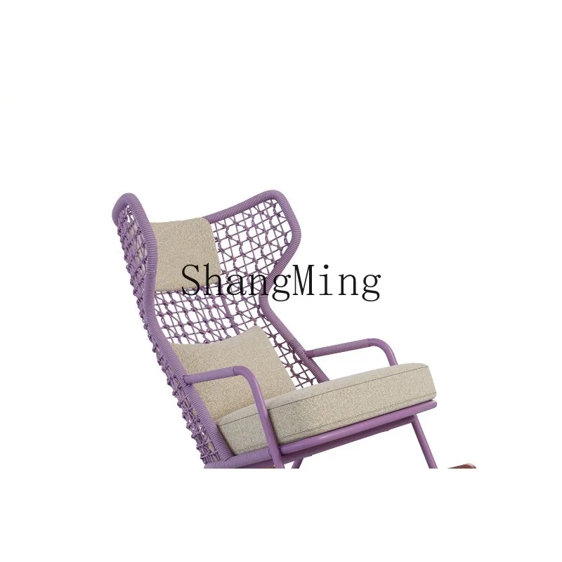 

ZHB outdoor rocking chair rattan courtyard villa waterproof and sunscreen leisure outdoor creative hotel homestay rattan chair