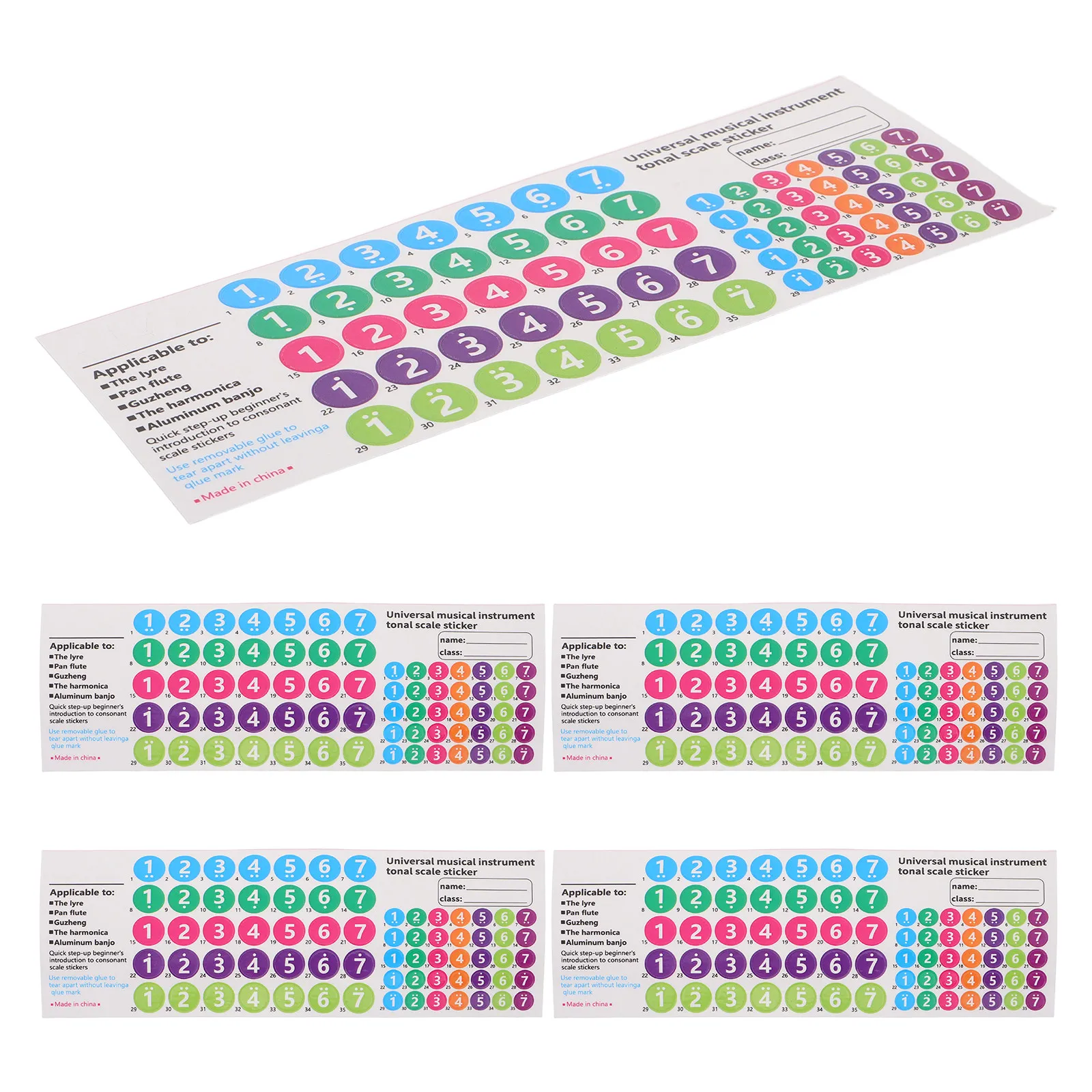 5Pcs Pan Flute Note Stickers Adhesive Music Labels for 18 and 16 Tube Pan Pipes Easy Learning Beginner Practice Teaching Note