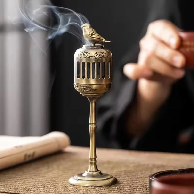 New Magpie Hollow Lamp Sandalwood Fragrance Censer Smoking Backflow Incense Holder Tea House Ornaments Study Room Home Decor