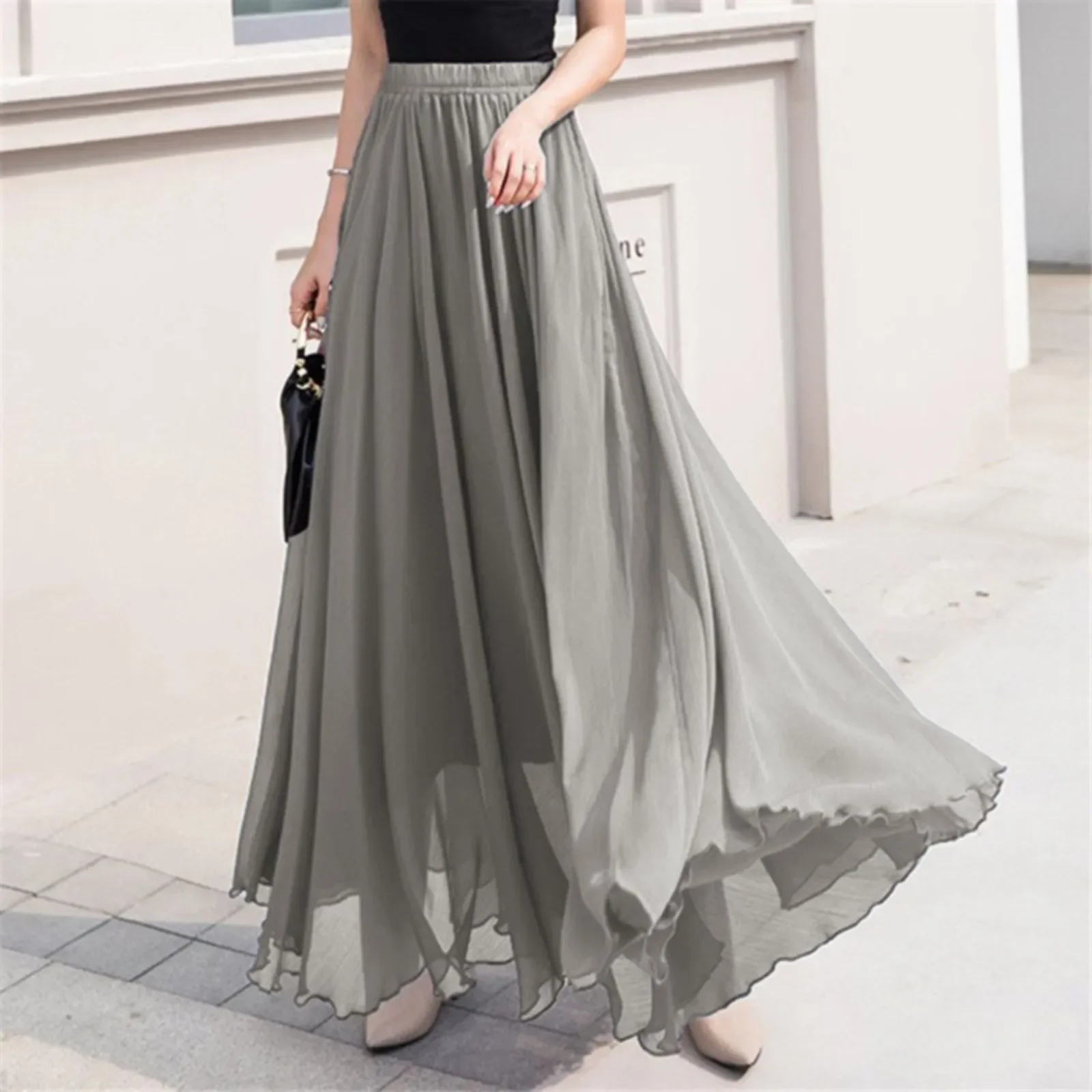 Skirt for Women Summer Women's Solid Color Chiffon Skirt Women's High Waist Long Bathing Suits with Skirts for Women