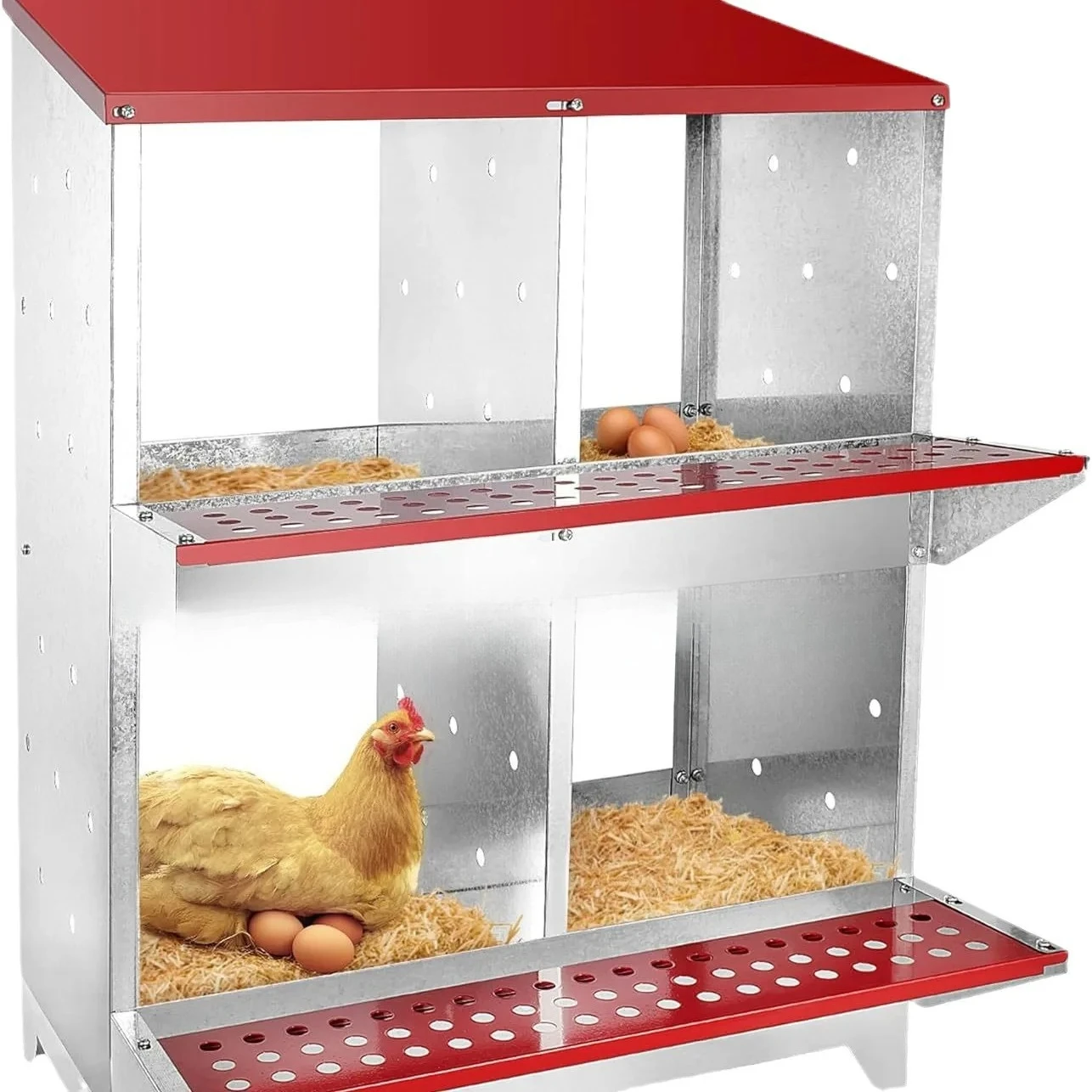 

Double Layer Roll Away Nesting Boxes Automatic Roll Out Chicken Nesting Box For Laying Eggs