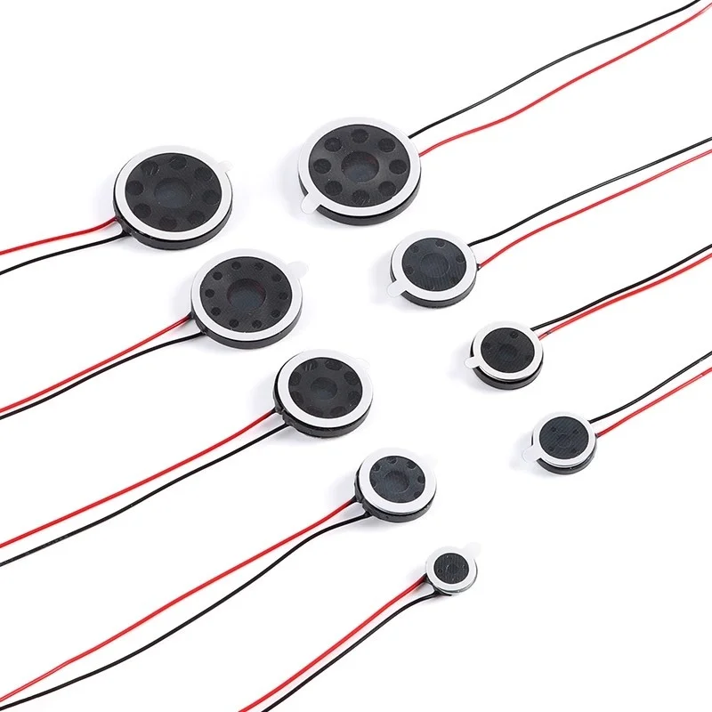 5pcs 10/13/15/16/18/20/23/25/26mm 8 ohm 1W with Wire and Terminal 1.25/2.0  Round Plastic Internal Magnet Mini Speaker 2P
