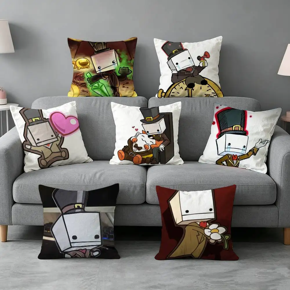 game Square BattleBlock Theater-y Pillow cover Simple solid color design Surprise For Multiple Bedroom Styles.
