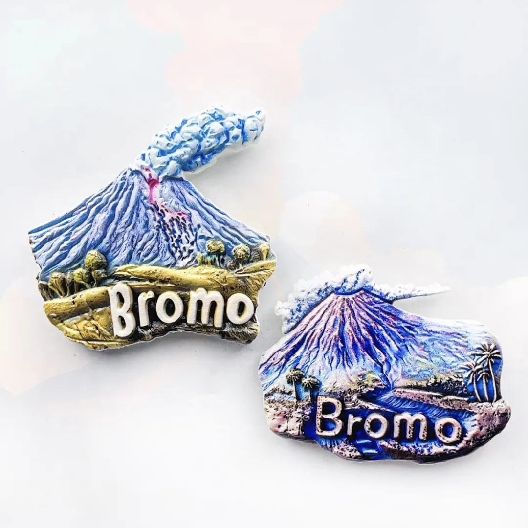 Asia Indonesia Bali Ijen Bromo Resin 3D Fridge Magnets Tourism Souvenir Refrigerator Sticker Handicraft Gift Decoration