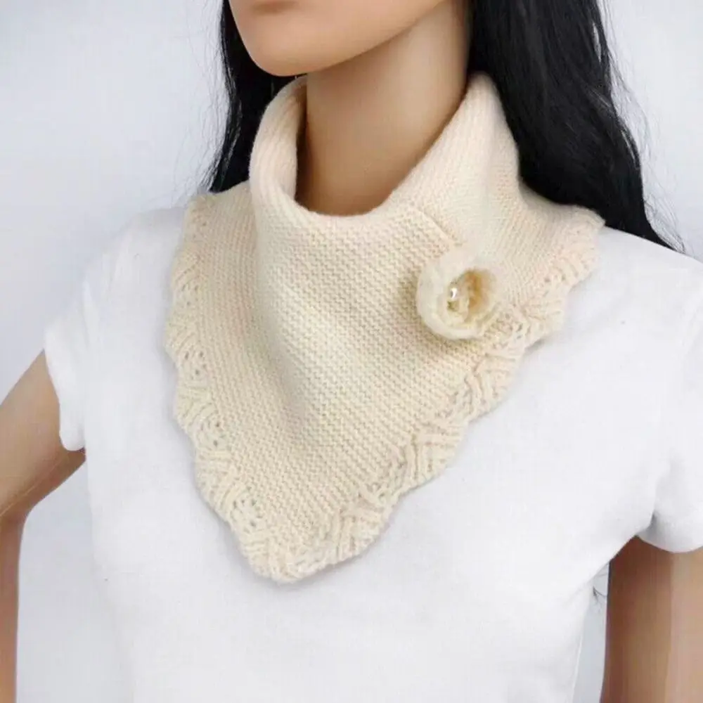 Fashion Autumn Winter Knitted Flower Fake Collar Scarf Women Warm Turtleneck Neck Warmer Detachable Warm Windproof Scarf