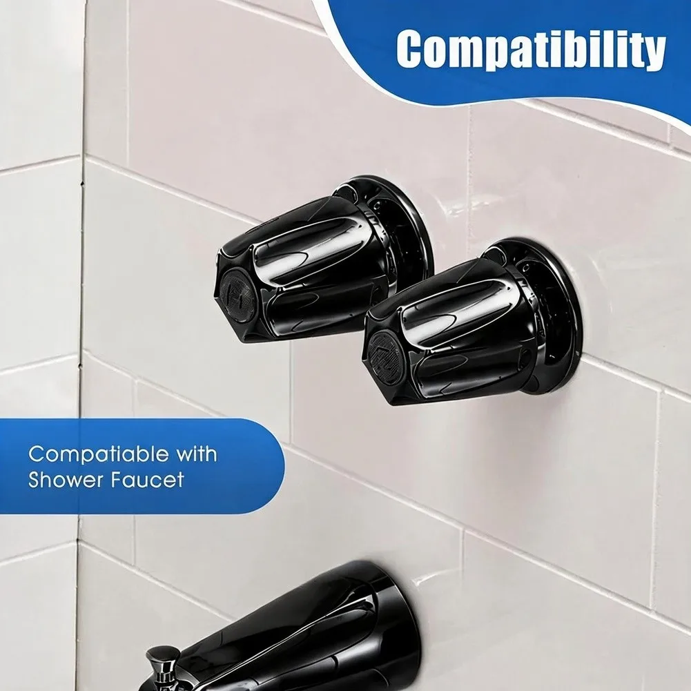 Matte Black Faucet Knob Replacement Kit for Bathtub and Shower 12 Tooth 9.5mm for stem Zinc Alloy Handwheel Easy Fit