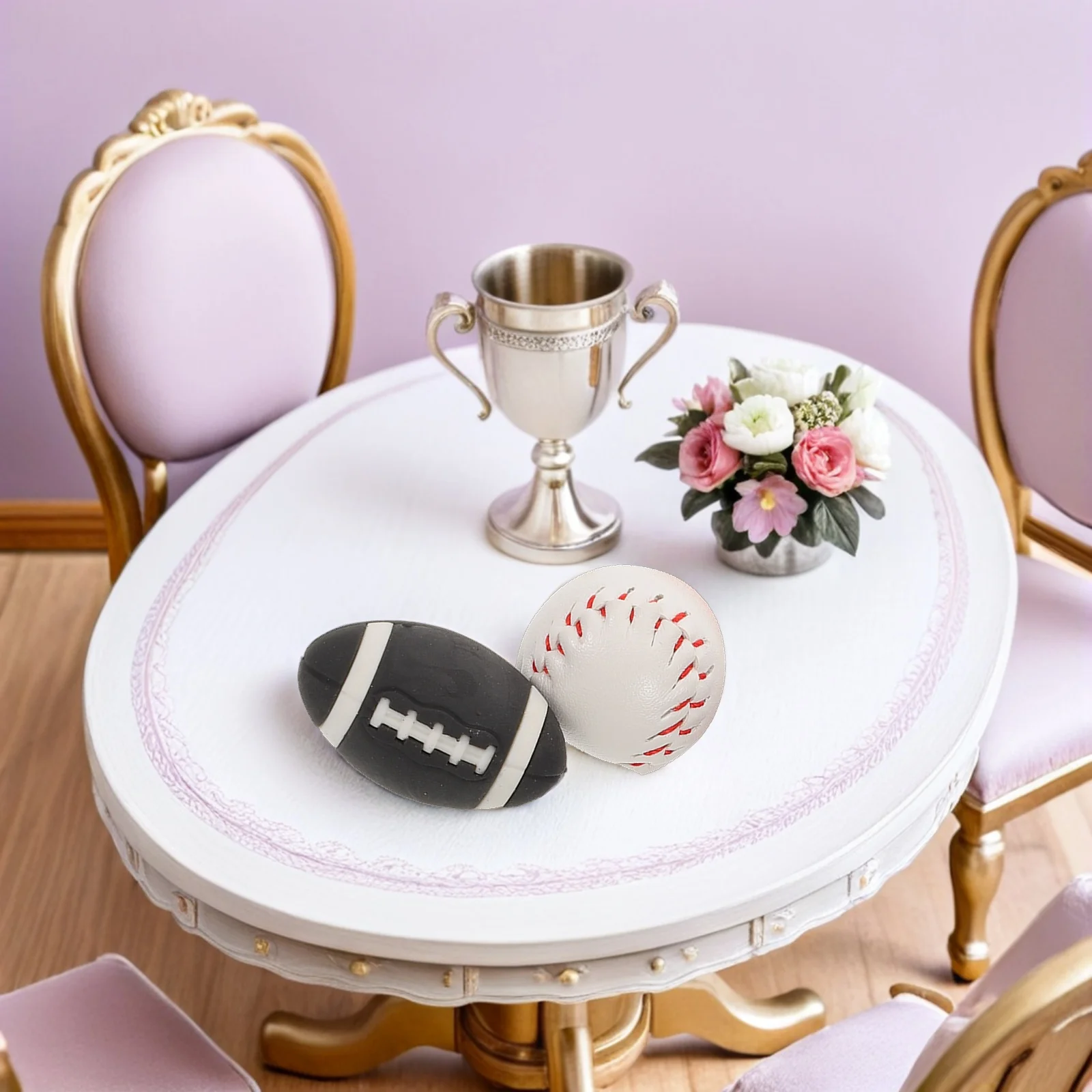 1 Set Mini-Sport-Set für Puppenhaus-Dekoration, realistisches Design, tragbar, robust, Qualität, Bjd, Mini-Basketball, Fußball, Fußball, Springseil