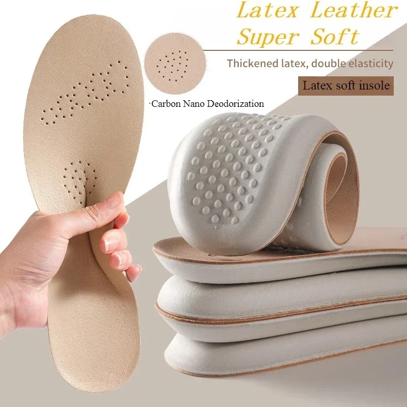 

1 Pair Latex Sports Insole Arch Support Shoe Pads Shock Absorbing Plantar Fasciitis Casual Soft PU Leather Insoles
