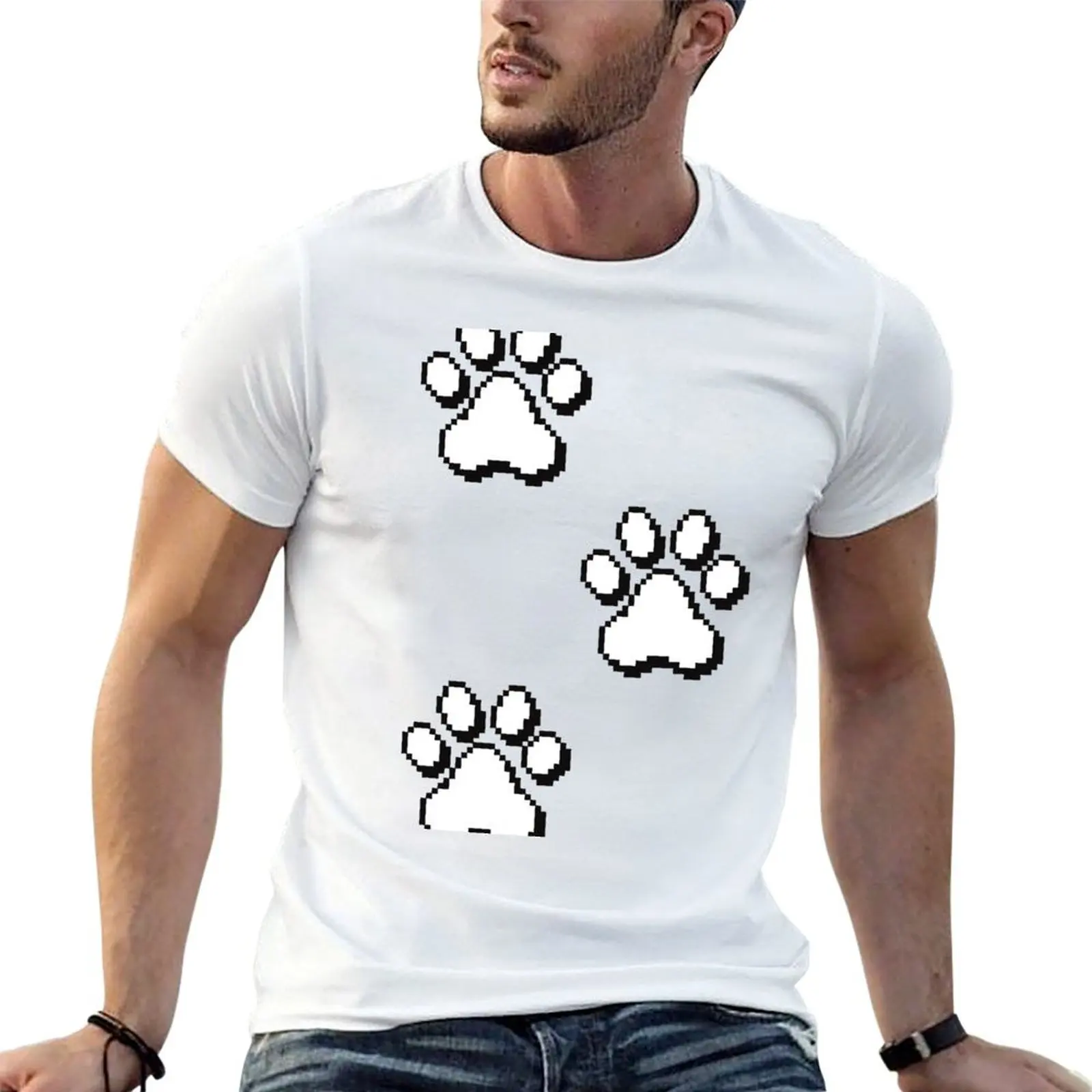 Pixel paw pads! T-Shirt cotton t shirt pack t shirt man luxury T-Shirt