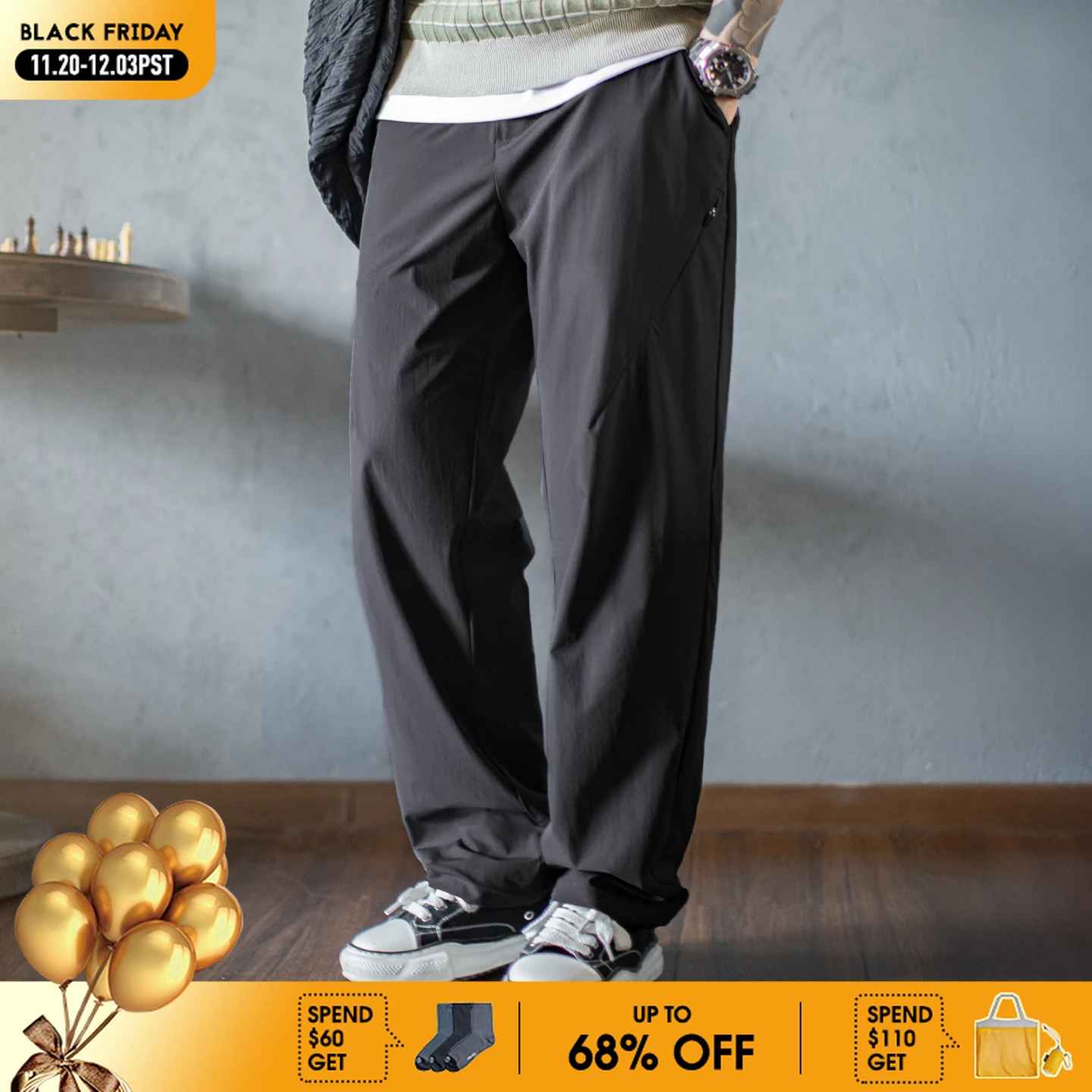 

Maden Casual Men's CleanFit Dress Pants Solid Color Straight Trousers with YKK Zipper Fly Timeless Office Pants for Business