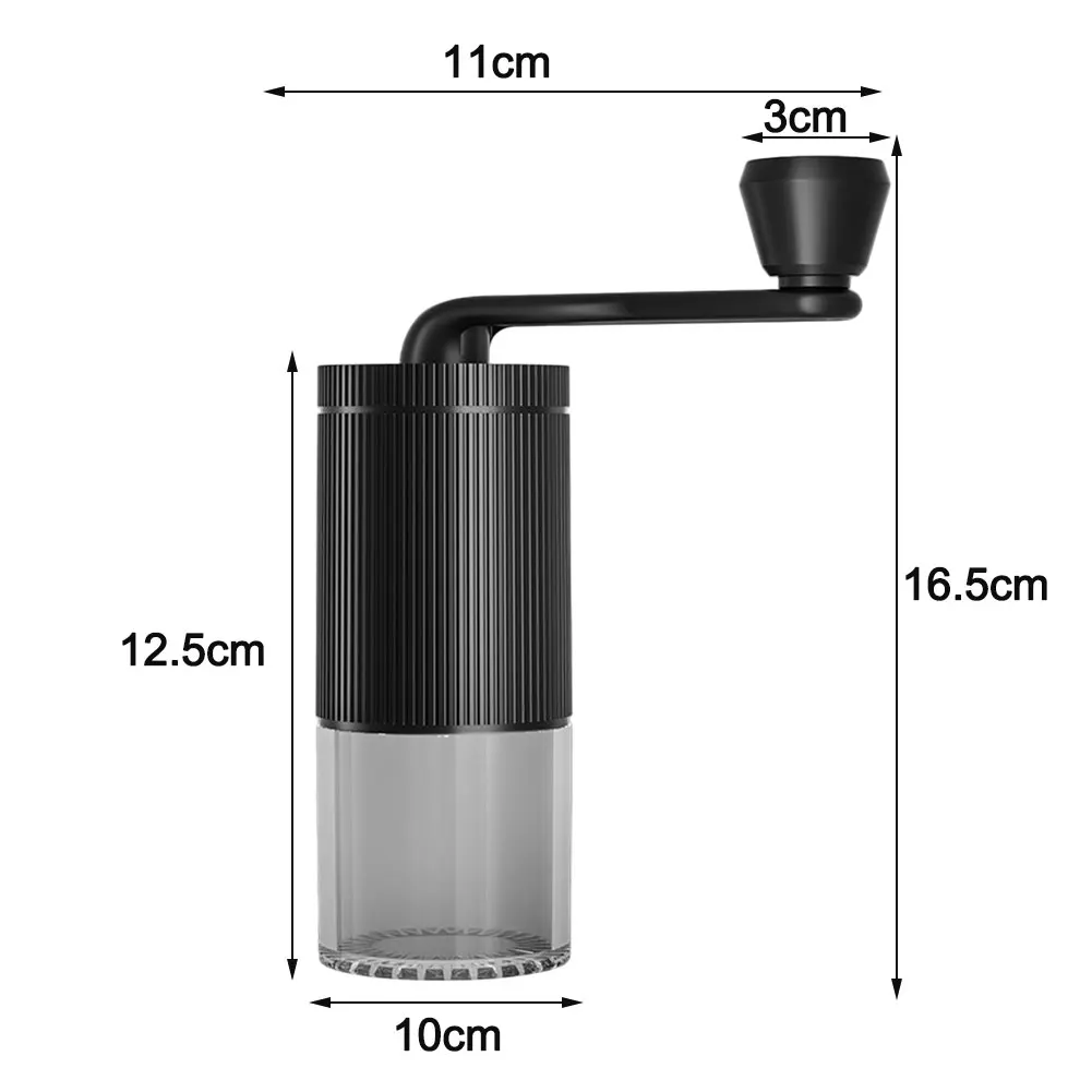 Portable Manual Coffee Grinder with Adjustable Burr - For Espresso Press Moka 16.5x14cm Clear Stainless Steel ABS