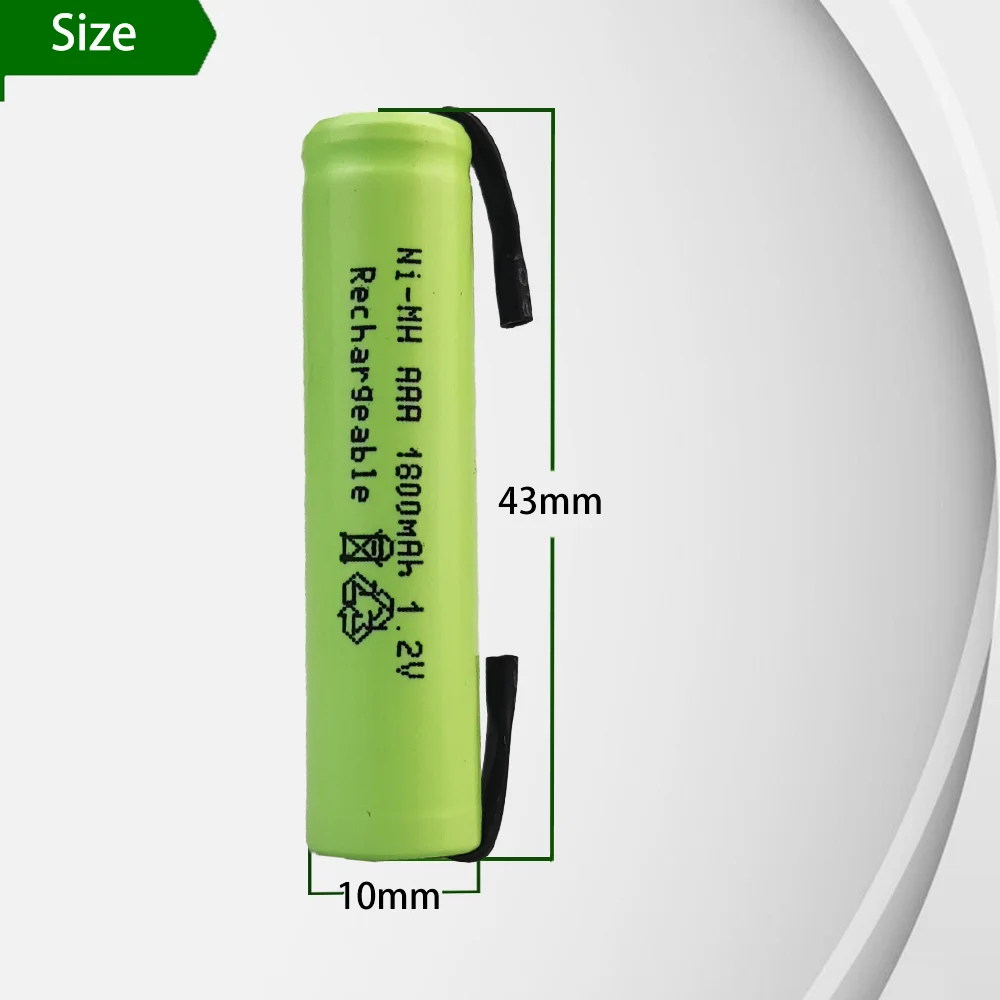 AAA 1.2V 1800mAh akumulator Ni-Mh Cell z zakładkami lutowniczymi nowa oryginalna szczoteczka do zębów golarka elektryczna do Philips Braun