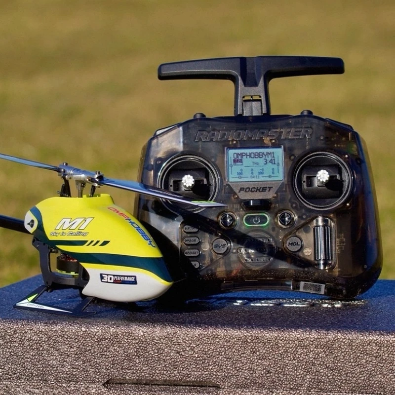 Langyu OMPHOBBY M1 デュアルブラシレスダイレクトドライブ3Dヘリコプターハンドヘルド飛行セットRCリモートコントロールモデルヘリコプター