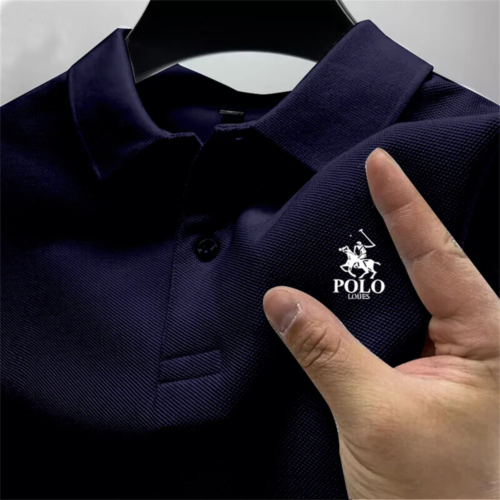 Summer high-quality men's printed polo shirt new high-end business casual quick drying and breathable polo collar short sleeved