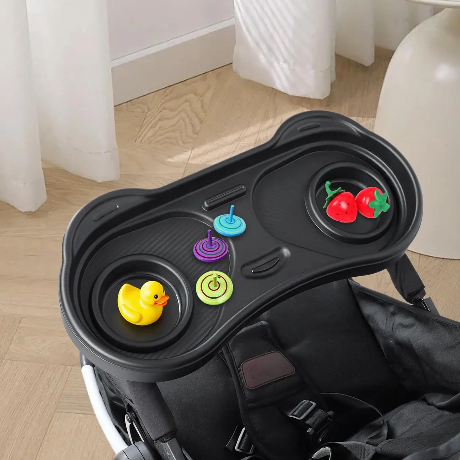 

Stroller Snack Tray Attachment With Detachable Design Sturdy Stroller Cup Snack Holder Clamp Adapter Attachment For Baby Toddler