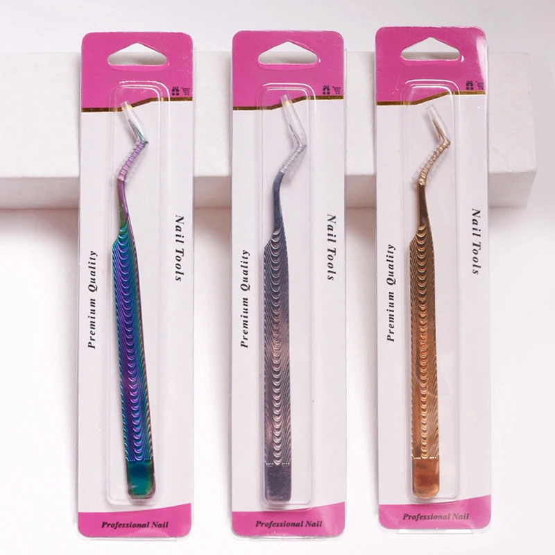 

1PC Eyelash Extension Tweezers Curved Stainless Steel Tweezers Makeup Tools
