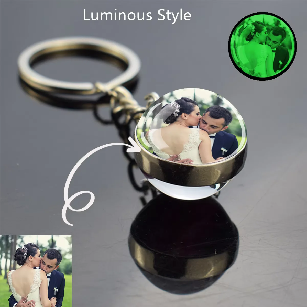 Customized luminous double-sided spherical keychain