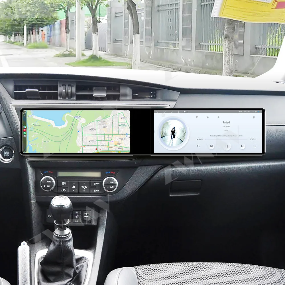 Acessórios para Interior de Carro Android 13 Tela Dupla HD de 12.3 Polegadas para Toyota Auris 2013-2018 Central Multimídia GPS Automotivo