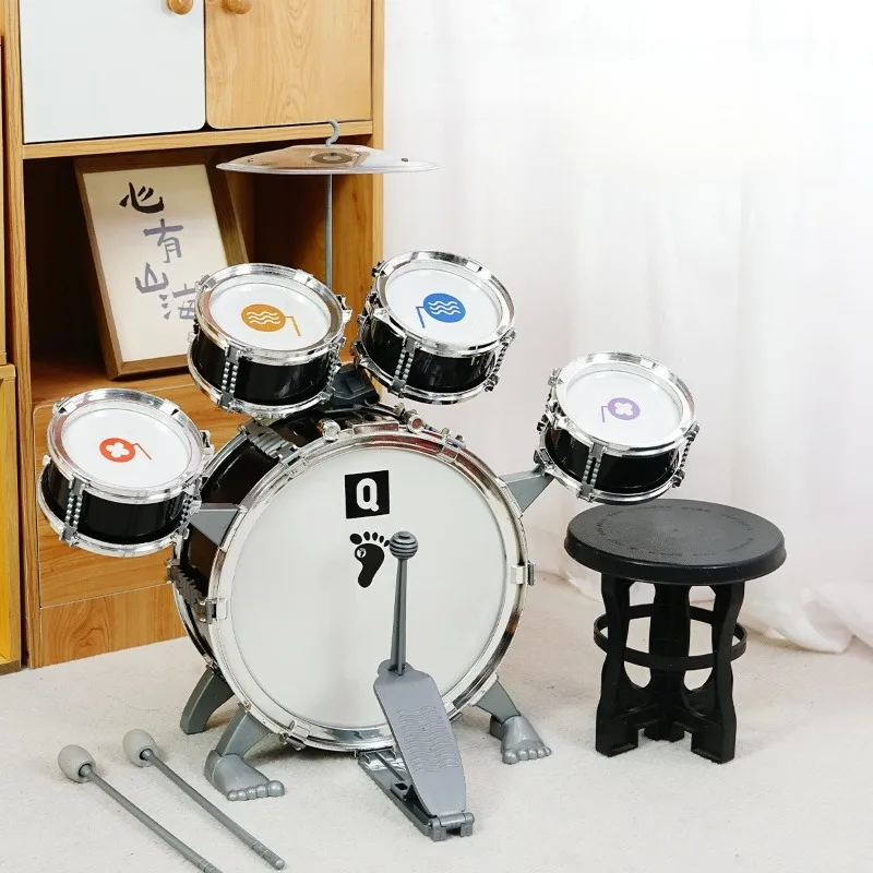 Kids Jazz Drum Set Drumsticks Simulation Percussion Instrument Toy Early Educational Musical Learning Drum Kit Children Gift