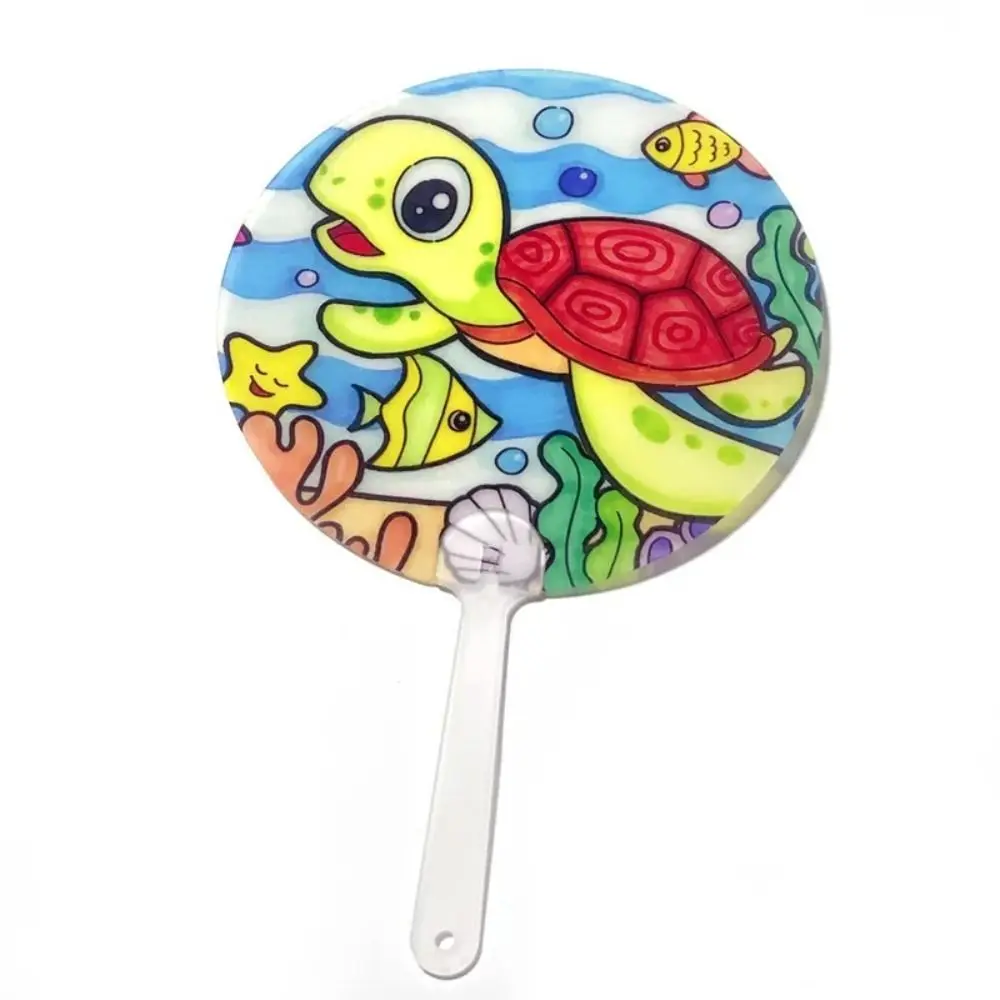 10Pcs Fan Accessories Transparent Hand Fan Handle Portable Plastic Graffiti Fan Handle DIY Mini Kindergarten Fan Handle Fan