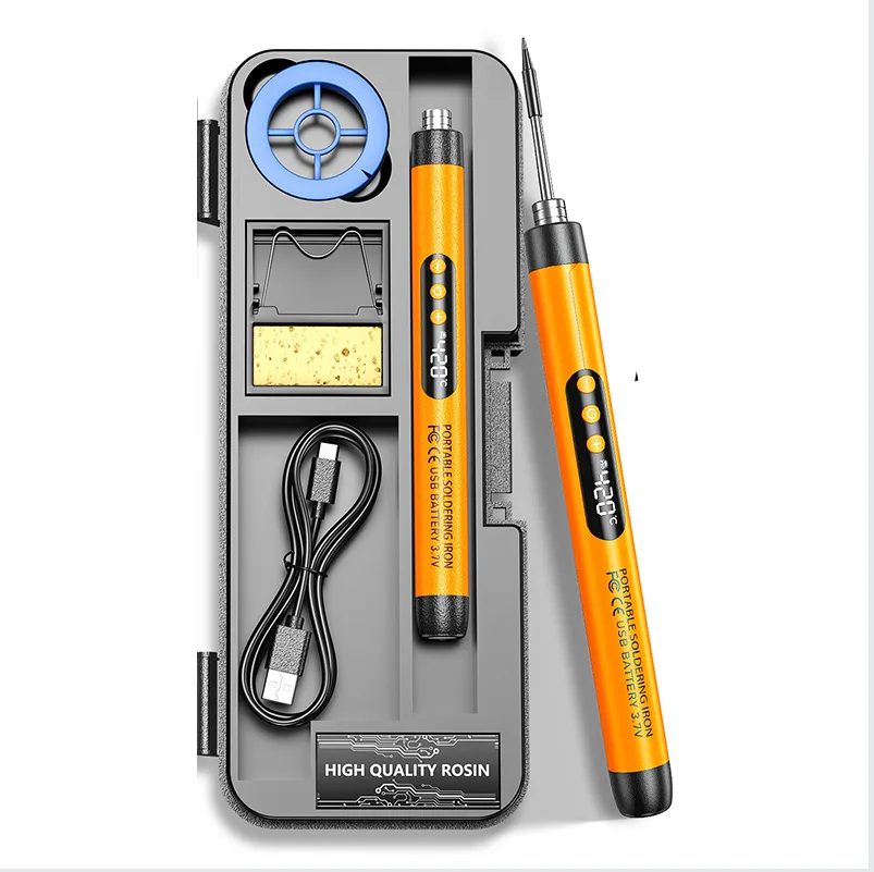 

USB portable charging 5V8W soldering iron, 800mAh lithium battery digital display soldering iron set
