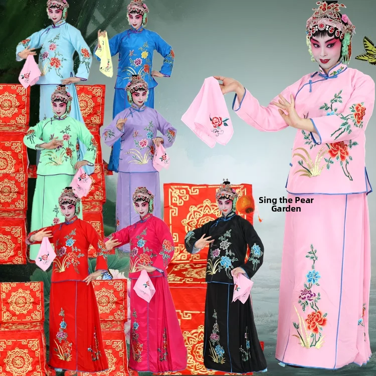 

Костюм для оперного театра Пекинской оперы: юбка-брюки для малого даньского персонажа, одежда для театральных представлений, костюм служанки, сценический костюм для дуэта с цветочным мотивом