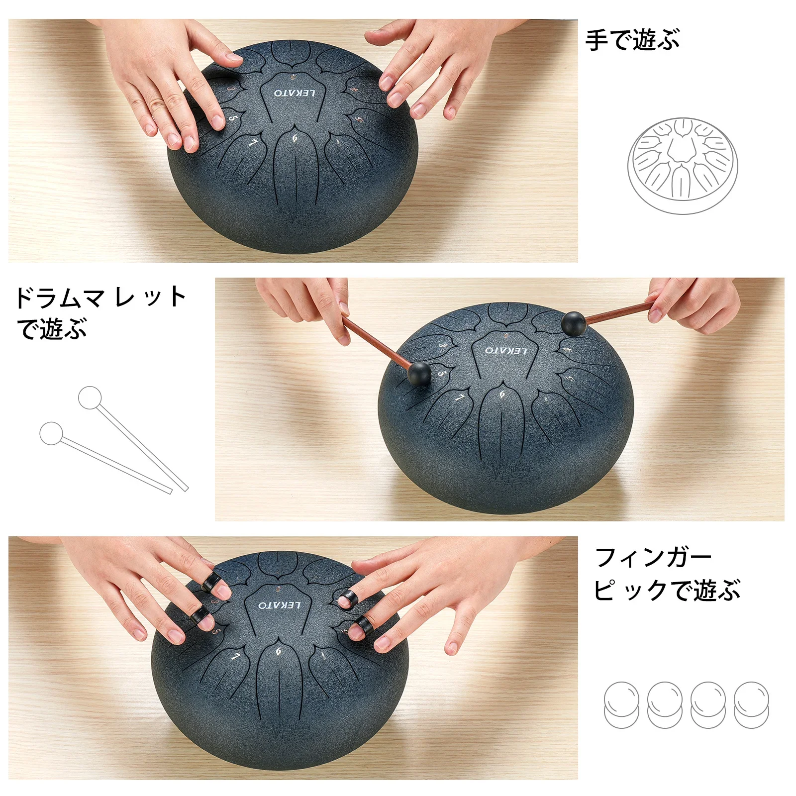 

Lekato 10" D Major Steel Tongue Drum 11-Note Zen Gift for Adults - Meditation, Yoga & Music Education W/ Mallets