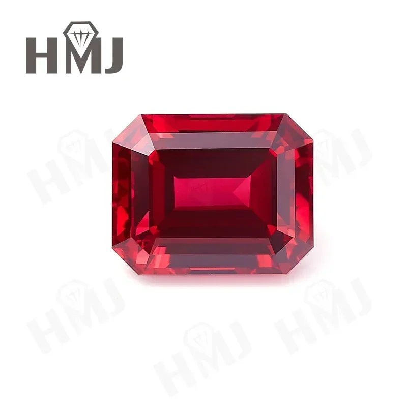 HMJ Lab Grown Ruby Pigeon Blood Red Ruby Emerald Cut  AGL Certificate  VVS1 Gemstone Charms DIY Advanced Jewelry Making