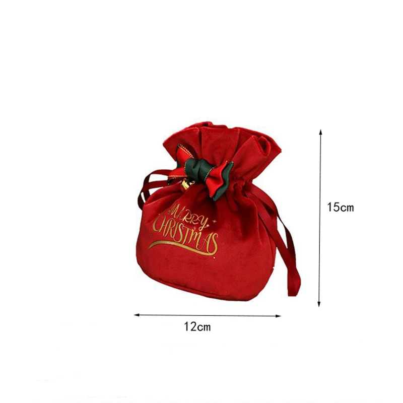 1 Pcs Red Green New Christmas Apple Bag Velvet Drawstring Bag Christmas Eve Fruit Gift Storage Bag 12*15CM