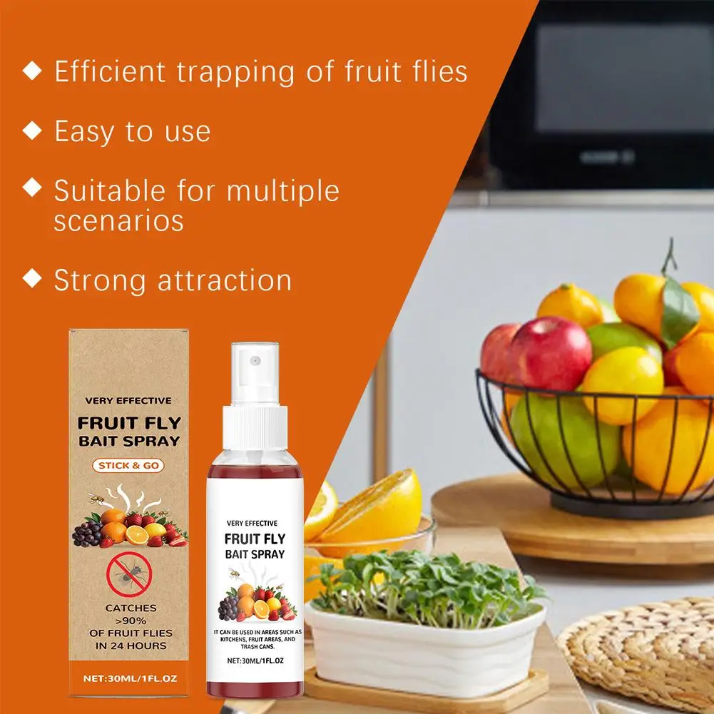 Fruit Fly Trap Spray Highly Effective Natural Formula Suitable for Home Restaurant Supermarket Long-lasting Multi-day Control