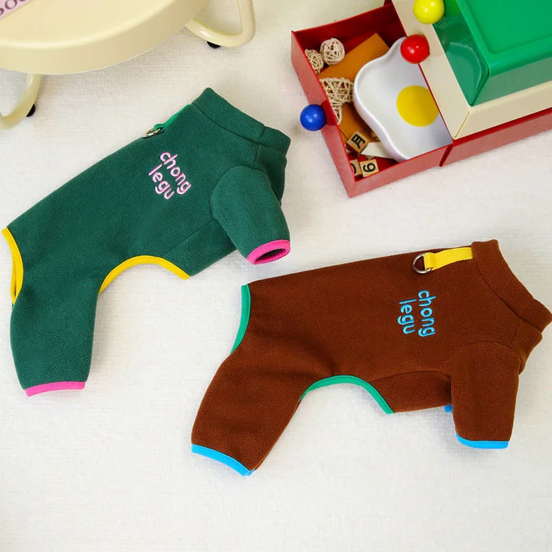 

Warm Dog Clothes Winter Green Brown Fleece Jumpsuit Pajamas For Small Medium Dogs Chihuahua Yorks Puppy Overalls Bodysuit PJS XS