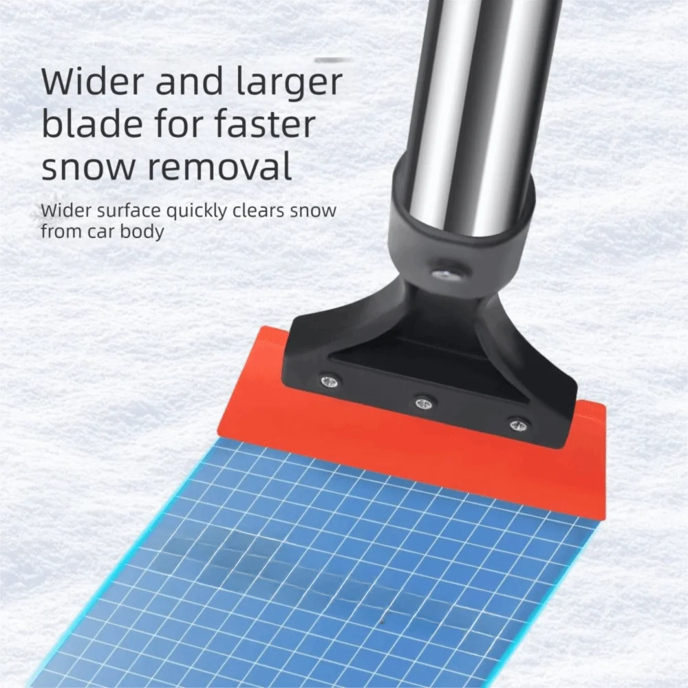 2-in-1 Multifunctional Ice Scraper Extendable Aluminum Quick Clean Car Snow Brush Extra-long Universal Design