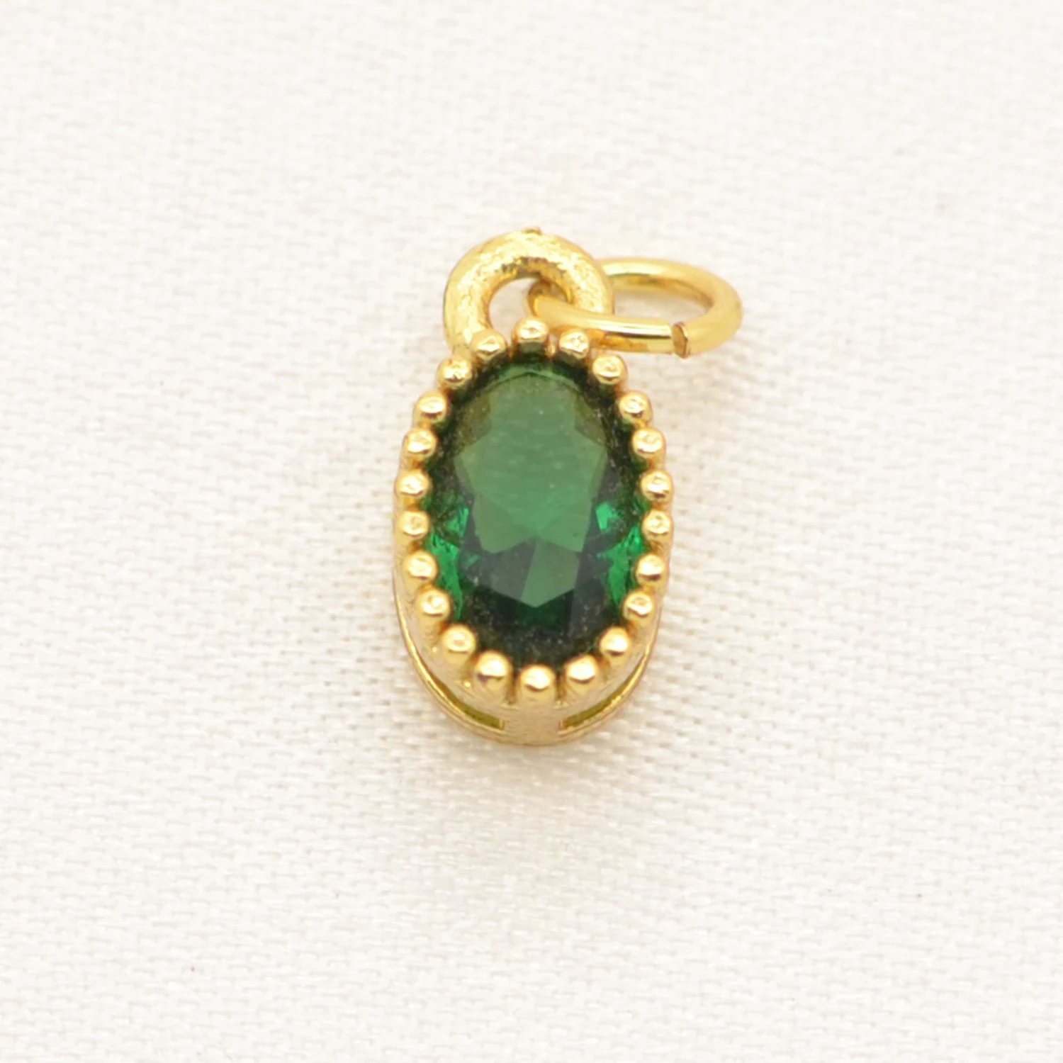 Oval Shape Cubic Zirconia Charms for Women's Necklace Earrings Making Material Gold Color Edged Crystal Pendant Fine Jewelry