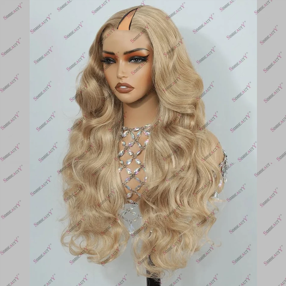 

Brazilian Human Hair U Part Wigs Highlight/Ginger/Blonde Body Wave Cheap Glueless V part Wigs Easy Install 200Density Women Wig