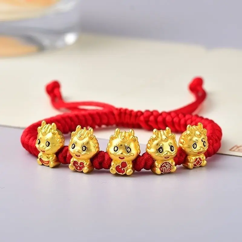 Bracelet Année du Dragon pour Homme et Femme, Corde à Main du Dragon localité Wufu, Longue Corde Rouge du Zodiaque, Tissage, Cadeaux du Nouvel An