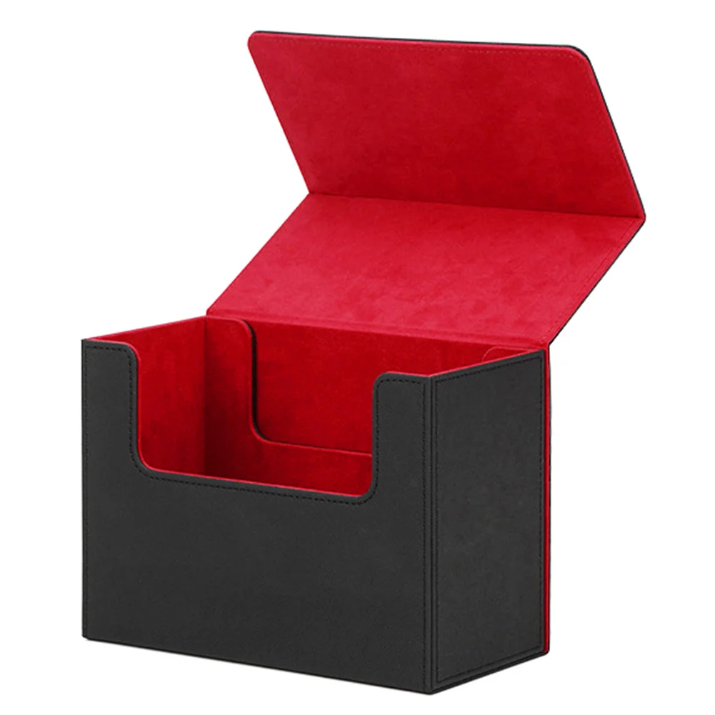 Trading Card Case Deck Box Storage Box Fits 80 Single Sleeved PU Leather Strong Magnet Card Deck Case for Cards