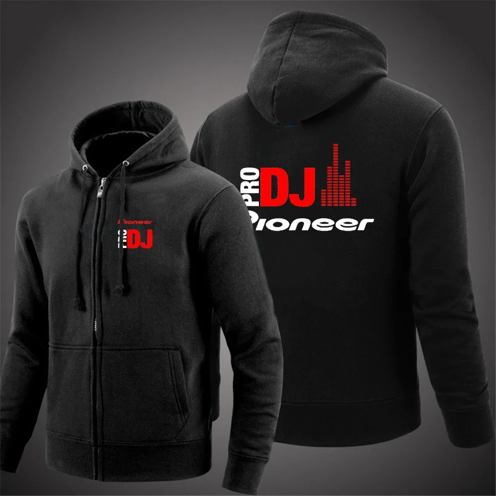 2024 Spring Autumn Men's DJ Pioneer PRO Logo Print Solid Color Spring Stripe Sleeve Popular Drawstring Comfortable Flight Jacket