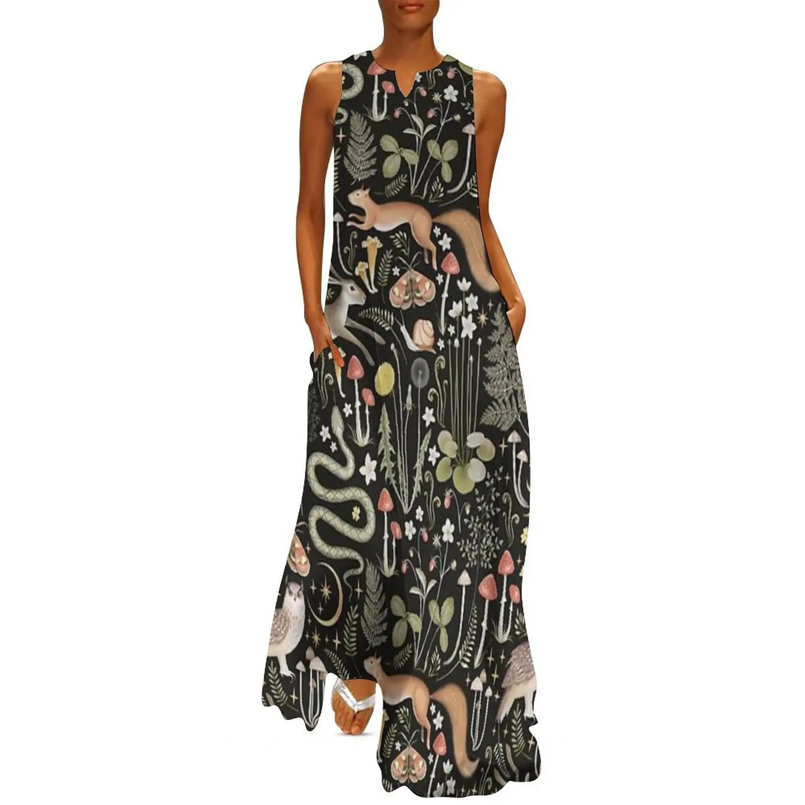 

Watercolor Woodland Jungle Long Dress summer women's dress 2025 dress women summer 2025 luxury woman party