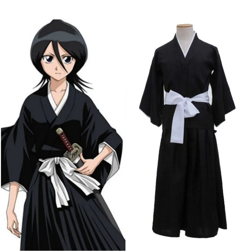 New Anime Bleach Kuchiki Rukia Cosplay Costume Rukia Kuchiki Wigs and Kimono Uniform Sets Die Pa Bleach Costumes