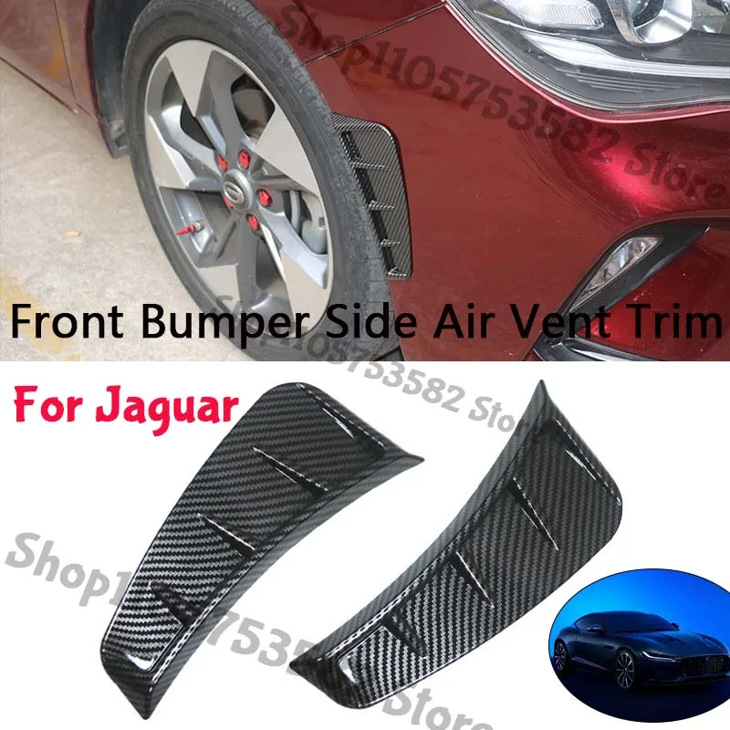 1Pair Car Front Bumper Side Air Vent Trim Carbon Fiber Style For Jaguar Universal Exterior Decoration Cover