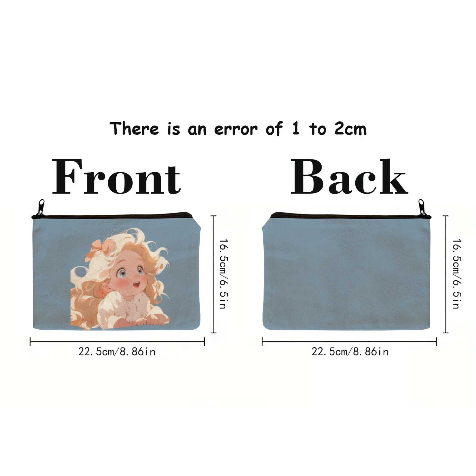 Cartoon girl with white hair Stylish Zippered Makeup Bag Portable Cosmetic Case with Mirror Durable Travel Toiletry Bag