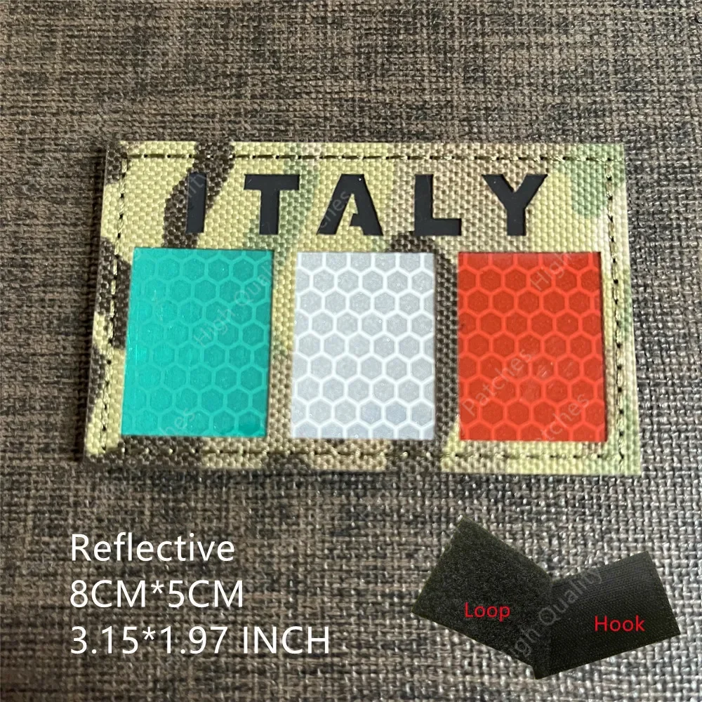 Italy Infrared IR Reflective Patch Italian Italia Sicily Sardinia Sicilia Flag Applique Badge Tactical Armband ITA GIS