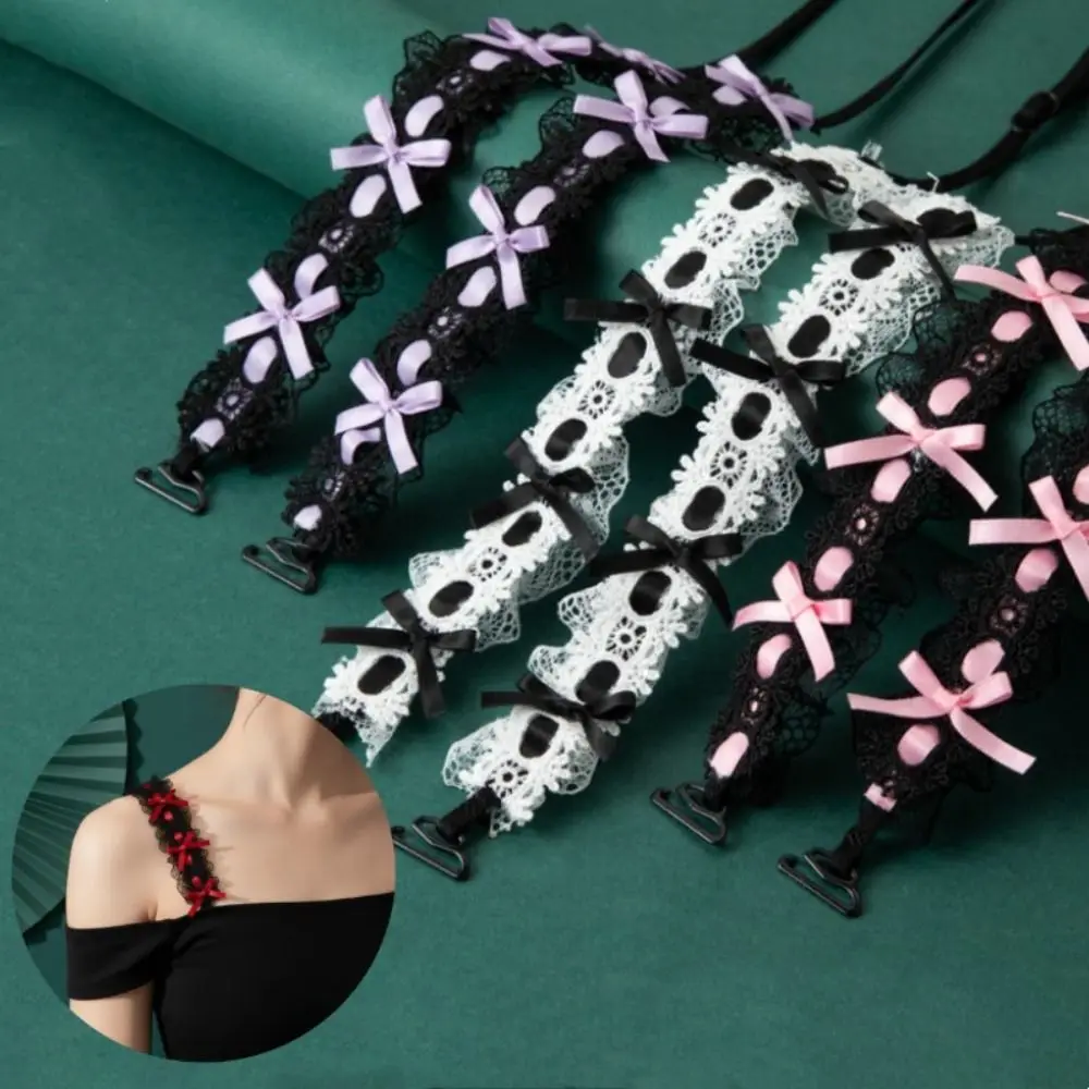 Sweet Anti-slip Women Bra Straps Elastic Adjustable Bowknot Bra Straps Removable Lace Shoulder Straps Wedding Party Dress
