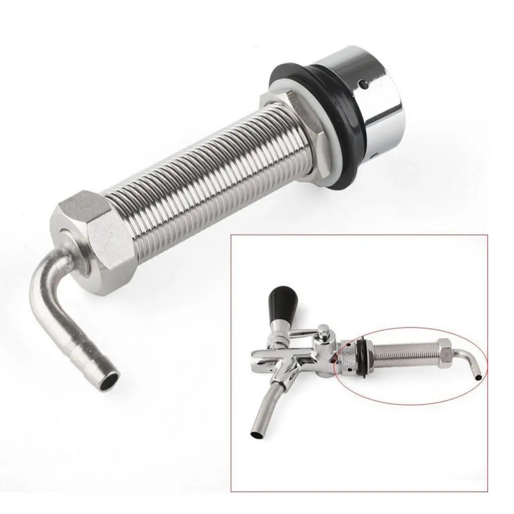 Draft Beer Faucet Elbow Hose Fitting Stainless Steel Welded Stem for Narrow Space Bar Installation